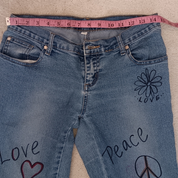 Forever 21~Retro 70's Wide Leg Bohemian Denim Jeans Low Rise - Picture 9 of 16